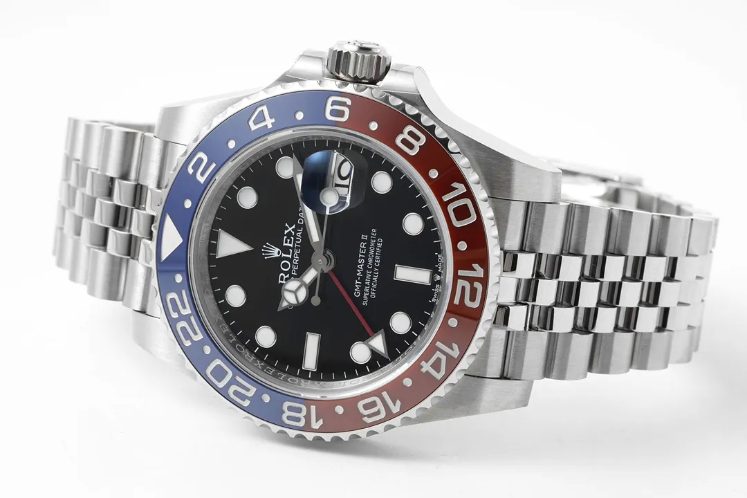AR Factory Rolex GMT-Master II Pepsi Red-Blue Ceramic Bezel Black Dial Stainless Steel Watch - 图片 4