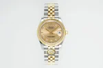 AR Factory Rolex Lady-Datejust 28mm Two-Tone Yellow Gold and Steel Champagne Dial Diamond Markers Fluted Bezel Oyster Bracelet Watch