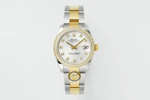 AR Factory Rolex Lady-Datejust 28mm White Dial Diamond Bezel Two-Tone Stainless Steel and Yellow Gold Oyster Bracelet Watch
