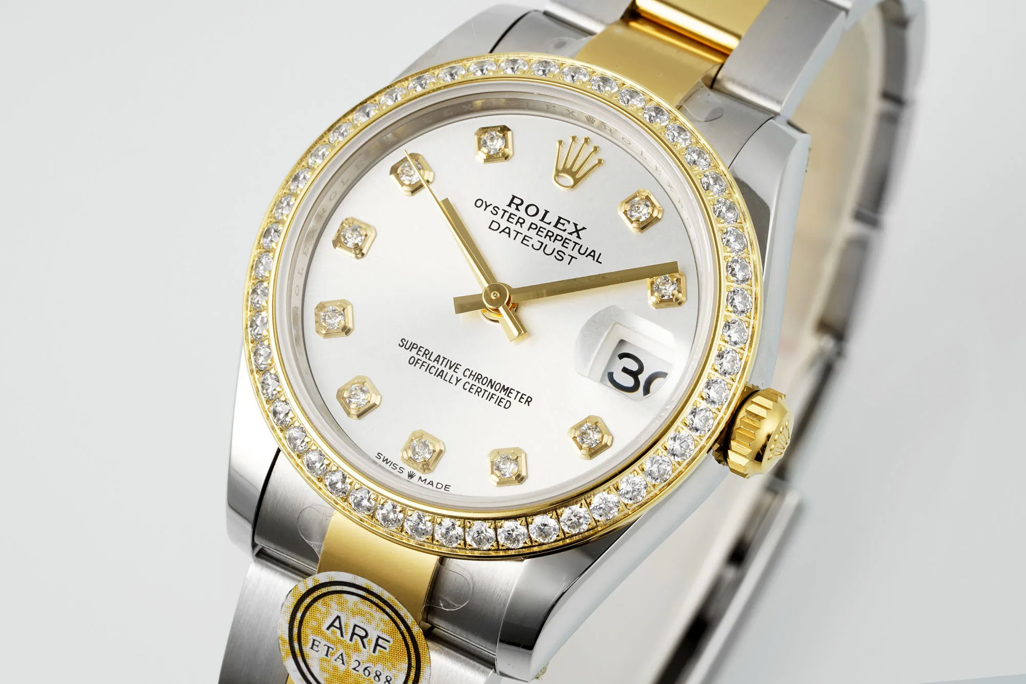 AR Factory Rolex Lady-Datejust 28mm White Dial Diamond Bezel Two-Tone Stainless Steel and Yellow Gold Oyster Bracelet Watch - 图片 2