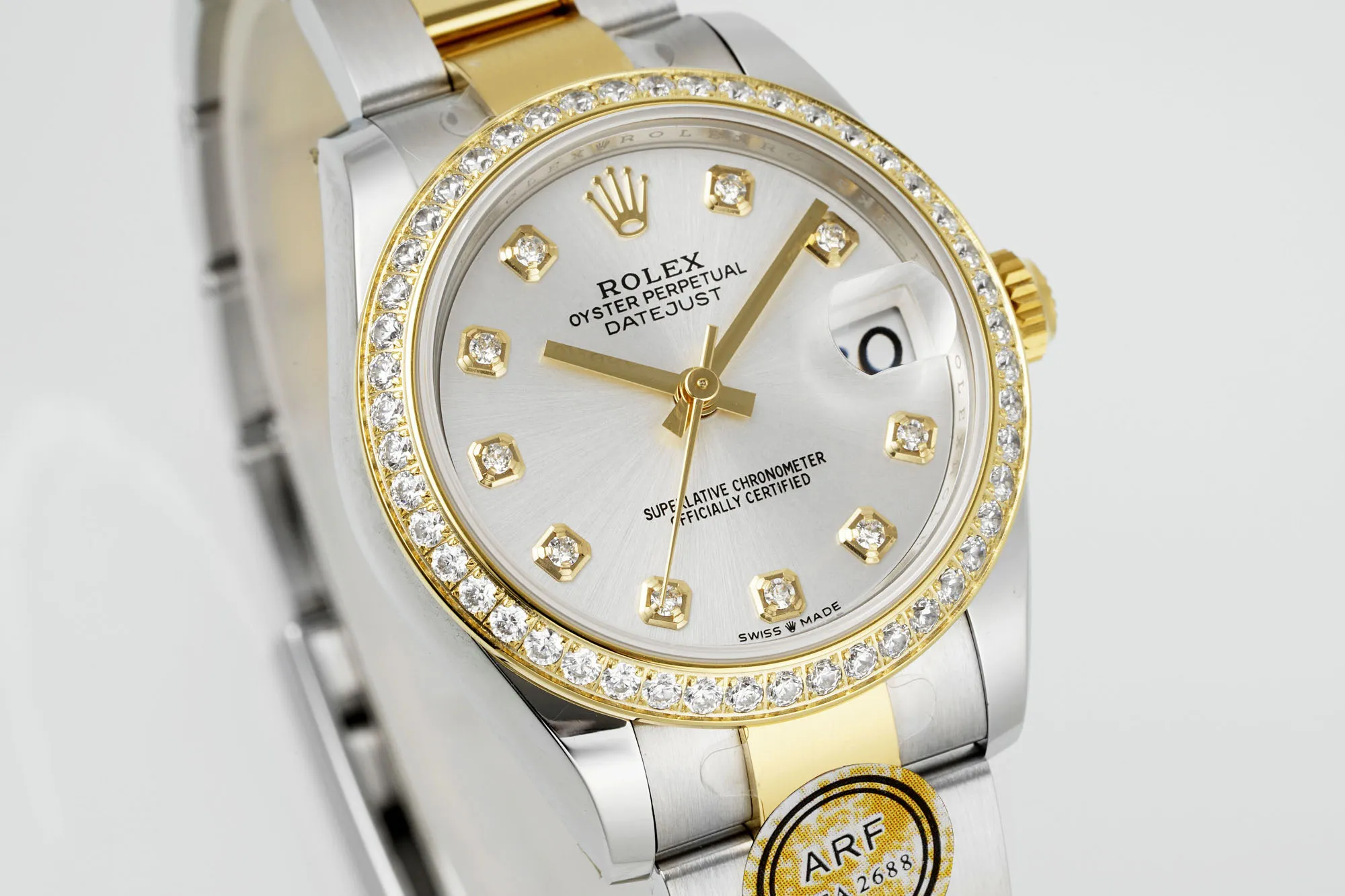 AR Factory Rolex Lady-Datejust 28mm White Dial Diamond Bezel Two-Tone Stainless Steel and Yellow Gold Oyster Bracelet Watch - 图片 3