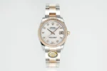 AR Factory Rolex Lady-Datejust 28mm White Mother-of-Pearl Dial Diamond Bezel Two-Tone Stainless Steel and Yellow Gold Jubilee Bracelet Women’s Watch