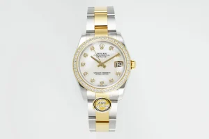 AR Factory Rolex Lady-Datejust 28mm White Mother-of-Pearl Dial Diamond Bezel Two-Tone Stainless Steel and Yellow Gold Oyster Bracelet Watch