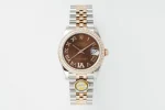 AR Factory Rolex Lady-Datejust 31mm Chocolate Brown Dial with Roman Numerals, Diamond-Set Bezel, Two-Tone Oystersteel and Everose Gold Jubilee Bracelet Watch