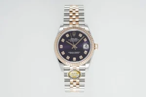 AR Factory Rolex Lady-Datejust 31mm Everose Gold & Steel Aubergine Diamond Dial Jubilee Bracelet Watch
