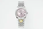 AR Factory Rolex Lady-Datejust 31mm Pink Dial Diamond Bezel Roman Numerals Stainless Steel Jubilee Bracelet Women’s Watch