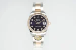 AR Factory Rolex Lady-Datejust 31mm Two-Tone Stainless Steel and Rose Gold Aubergine Diamond Dial Fluted Bezel Automatic Watch