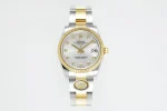 AR Factory Rolex Lady-Datejust 31mm Two-Tone Yellow Gold and Oystersteel Watch with White Diamond Dial and Fluted Bezel