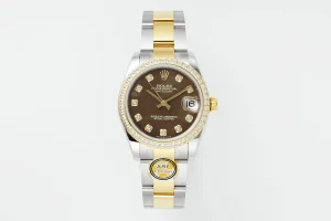 AR Factory Rolex Lady-Datejust Chocolate Dial Diamond Bezel Two-Tone Stainless Steel and Yellow Gold Watch