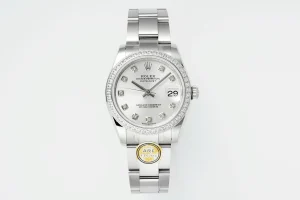 AR Factory Rolex Oyster Perpetual Datejust 31mm White Dial Diamond Bezel Stainless Steel Ladies Watch