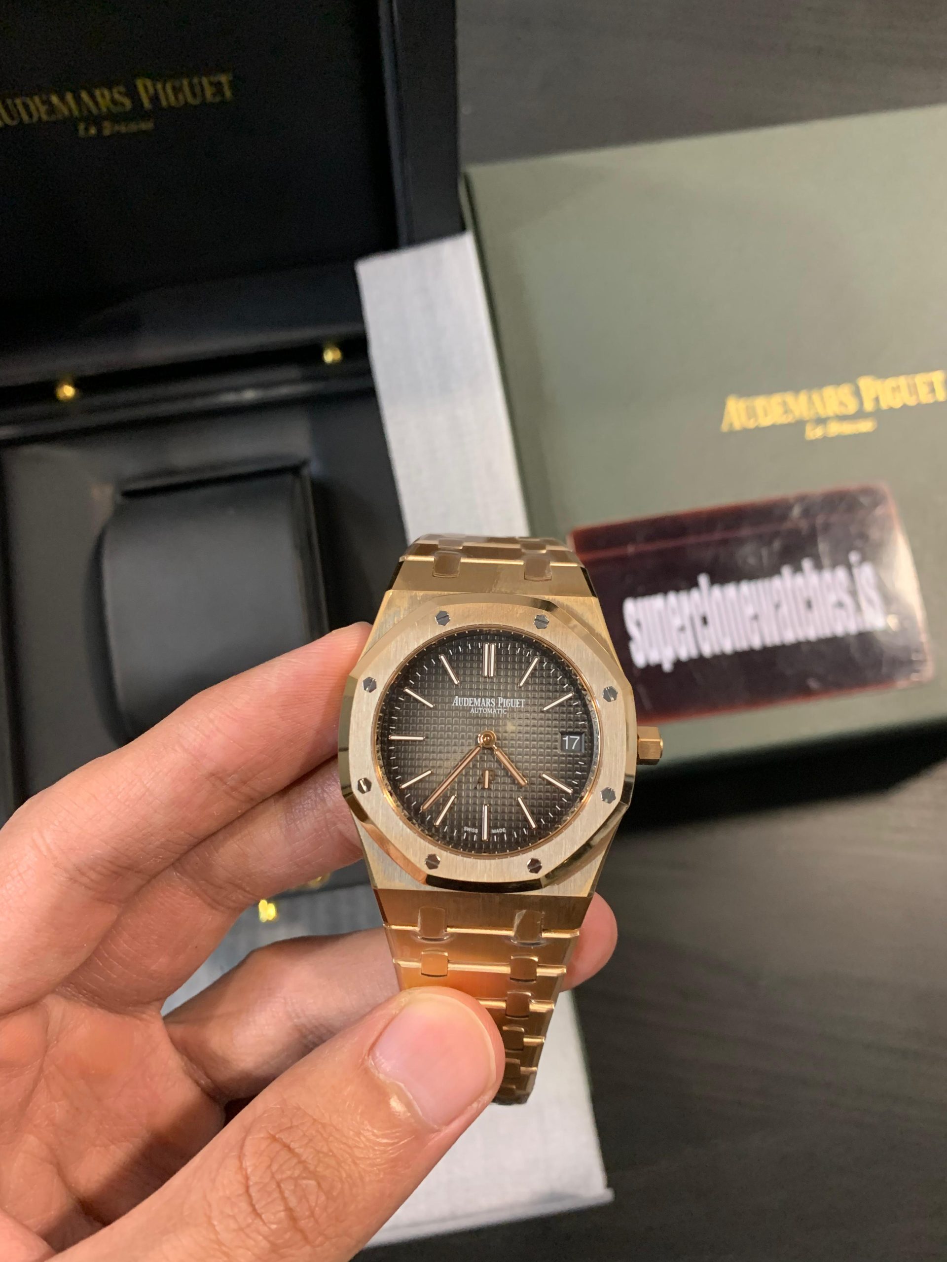 Audemars Piguet Royal Oak Jumbo 16202 Rose Gold Slate Grey Gradient Dial 50th Anniversary Replica - 图片 2