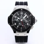 BB Factory Hublot Big Bang 44mm Black Ceramic & Stainless Steel Chronograph Watch with Rubber Strap – Super Clone Edition