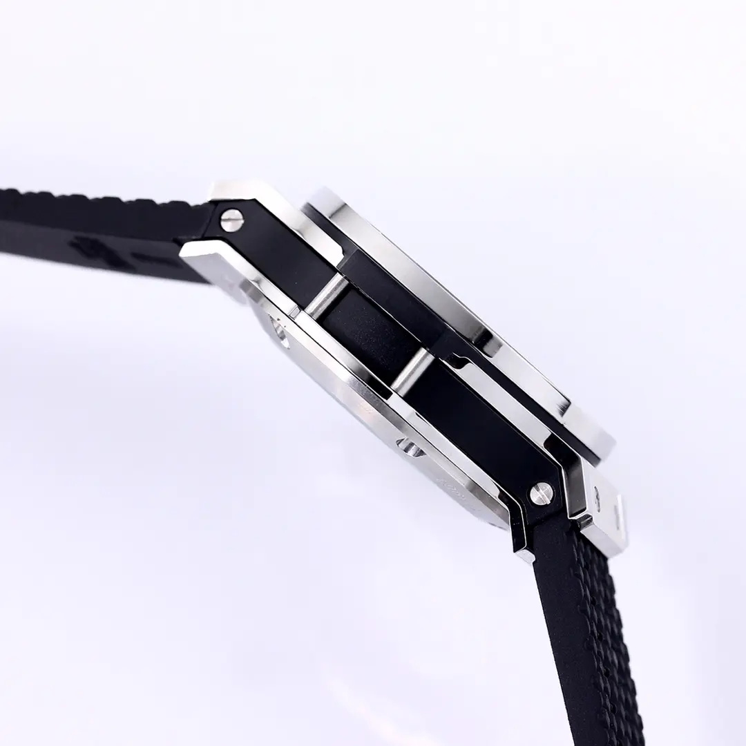 BB Factory Hublot Big Bang 44mm Black Dial Chronograph Watch with Rubber Strap – Silver Case | Super Clone Edition - 图片 6