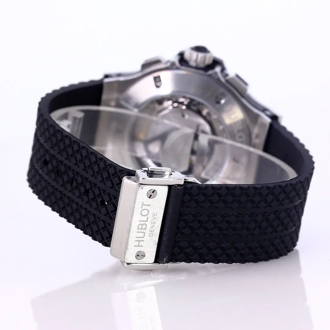 BB Factory Hublot Big Bang 44mm Black Dial Chronograph Watch with Rubber Strap – Silver Case | Super Clone Edition - 图片 8
