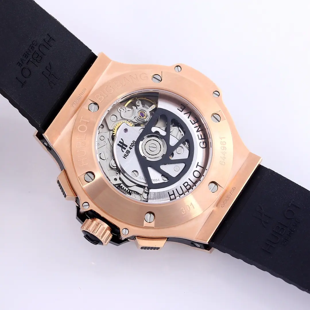 BB Factory Hublot Big Bang 44mm Rose Gold Black Dial Rubber Strap Chronograph Super Clone Watch - 图片 7