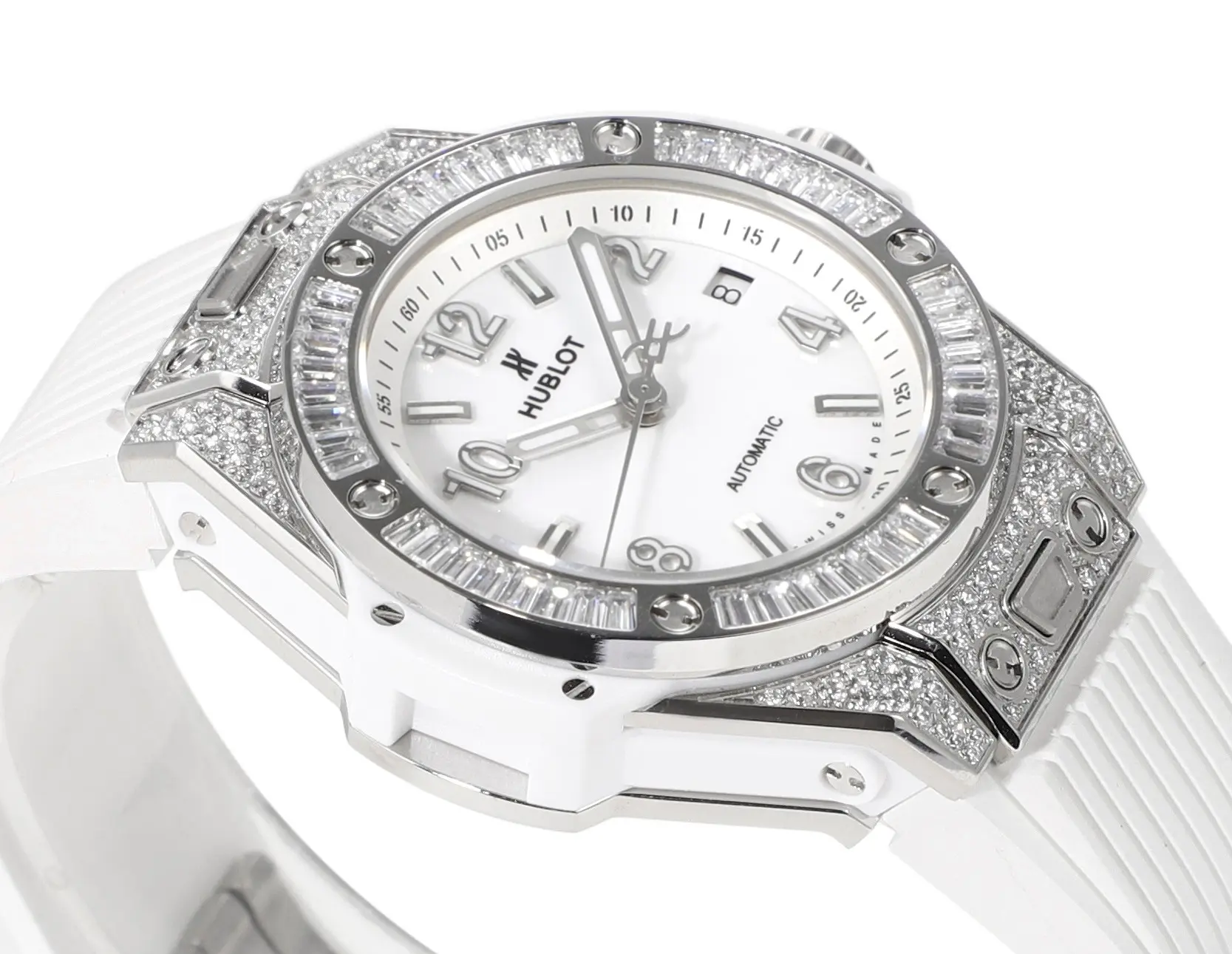 BB Factory Hublot Big Bang One-Click 39mm Stainless Steel White Pave Watch – Automatic, White Strap, Super Clone Quality - 图片 3