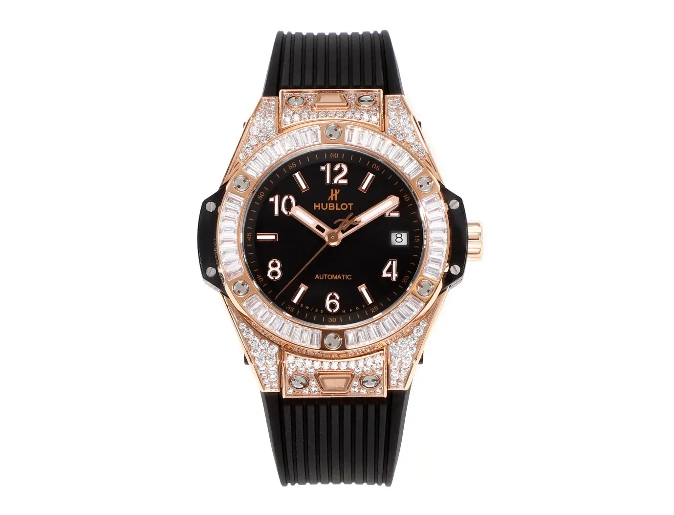 BB Factory HUBLOT Big Bang One-Click Rose Gold and Black Diamond-Set Automatic Watch – 39mm – Super Clone Edition