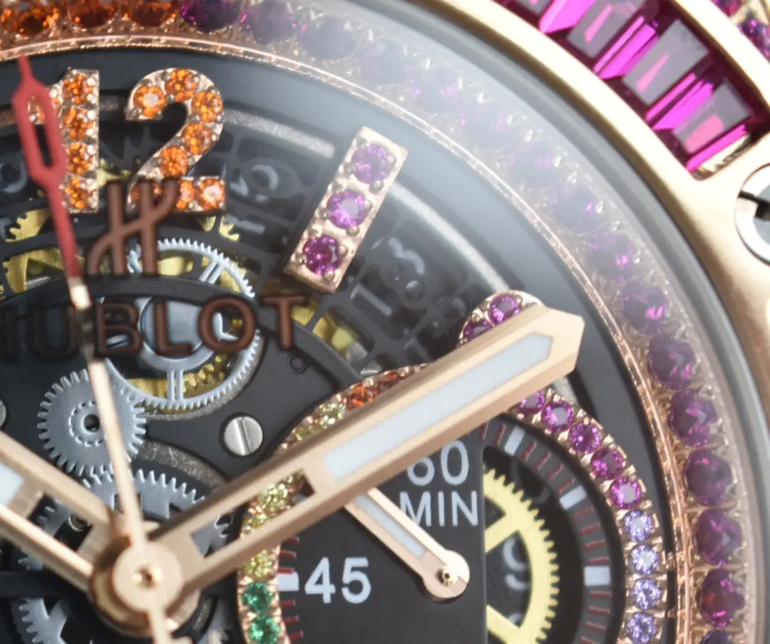 BB Factory Hublot Big Bang Rainbow 44mm Chronograph Watch with Pink Rubber Strap – Super Clone Edition - 图片 9