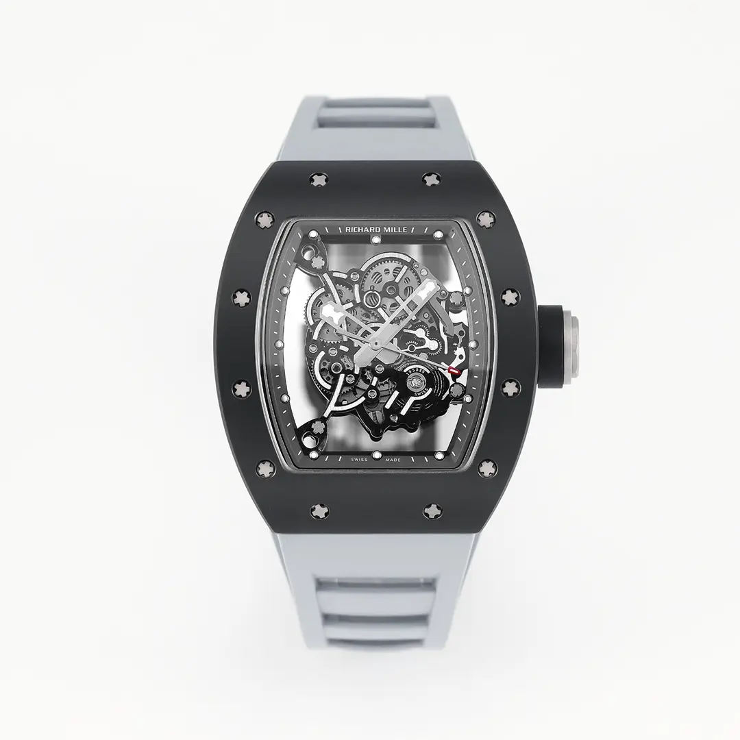 BBR Factory Richard Mille Black Ceramic Watch Grey Strap – Premium Super Clone Watches