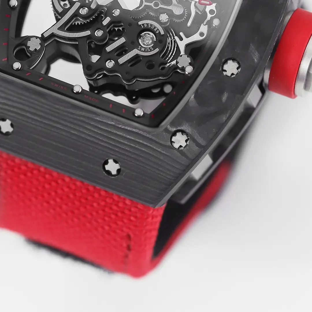 BBR Factory Richard Mille Carbon Fiber Super Clone Watch with Red Strap – Premium Replica Richard Mille - 图片 5