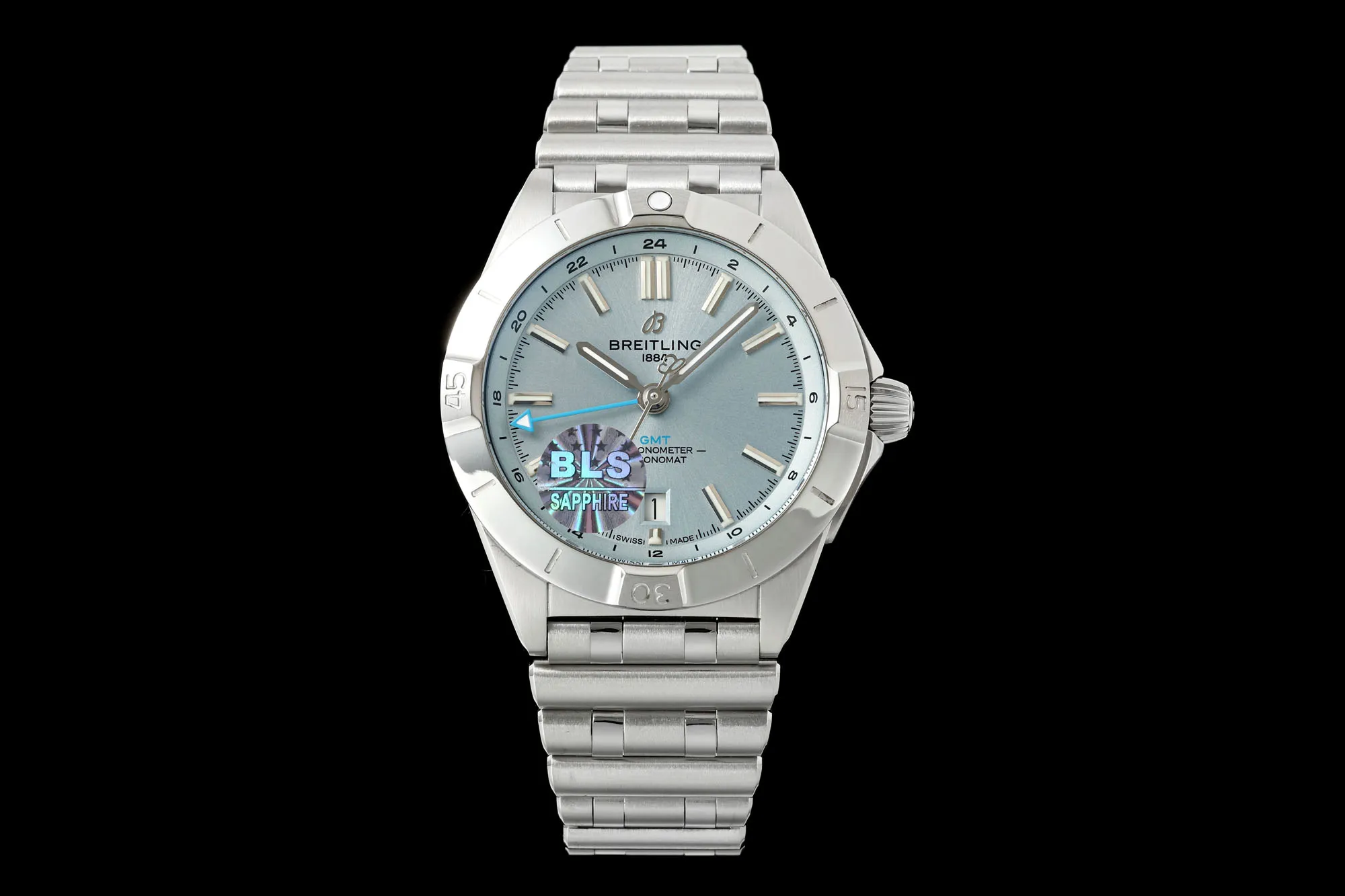 BLS Factory Breitling Chronomat Automatic Ice Blue Dial Stainless Steel Bracelet Watch