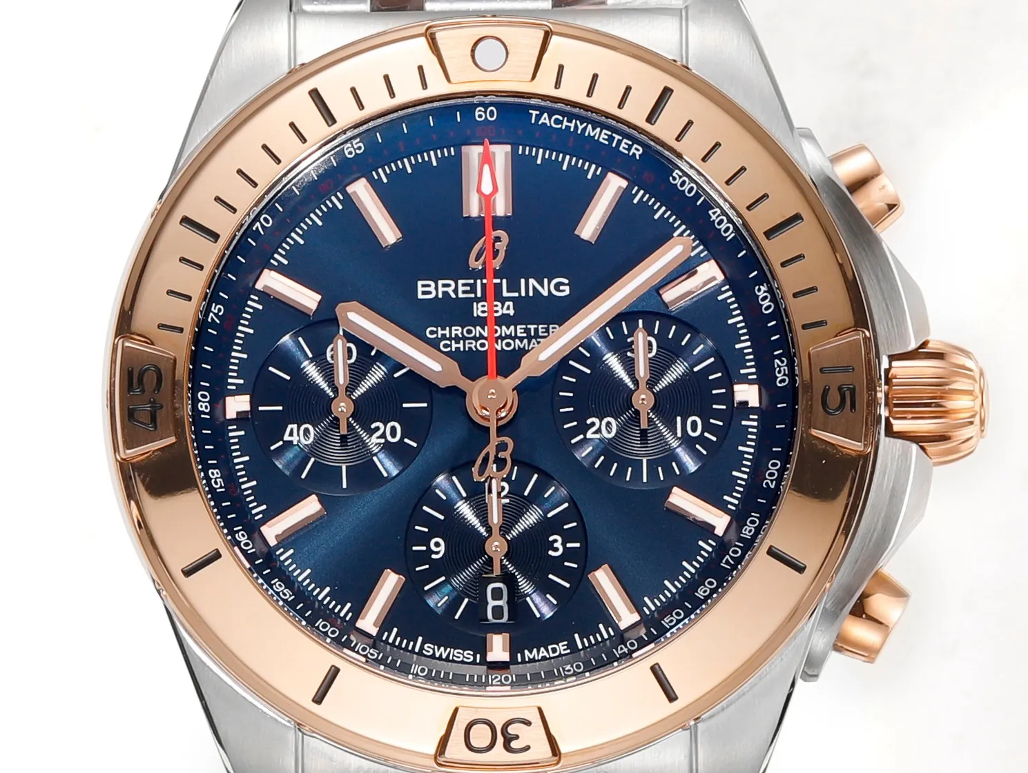 BLS Factory Breitling Chronomat Automatic Chronograph Watch – Blue Dial, Two-Tone Stainless Steel - 图片 2