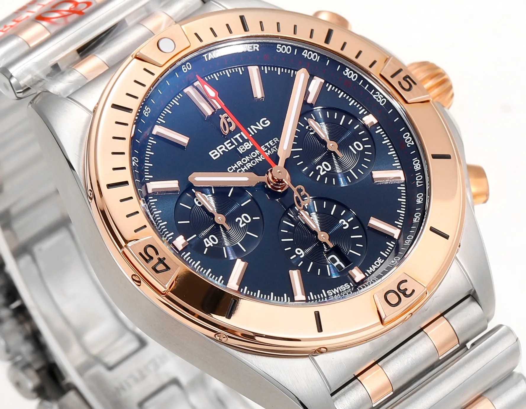 BLS Factory Breitling Chronomat Automatic Chronograph Watch – Blue Dial, Two-Tone Stainless Steel - 图片 4