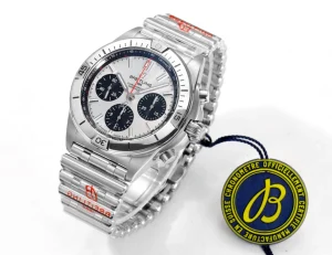 BLS Factory Breitling Chronomat Automatic Chronograph Watch – Silver Stainless Steel Bracelet