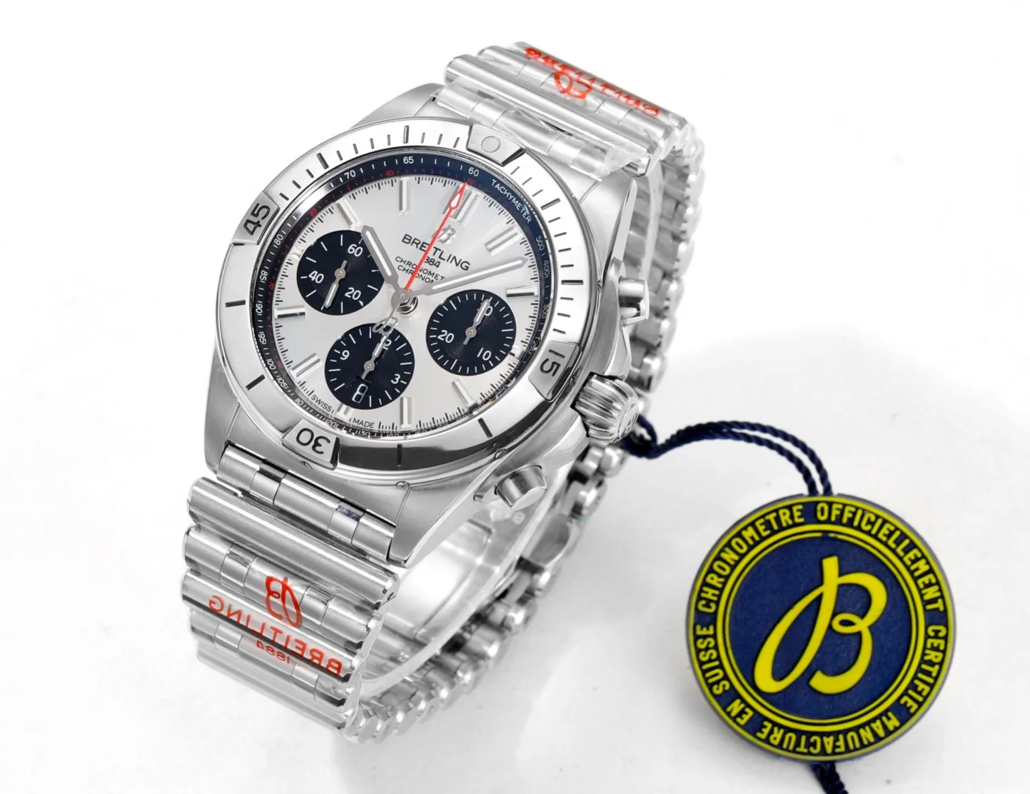 BLS Factory Breitling Chronomat Automatic Chronograph Watch – Silver Stainless Steel Bracelet