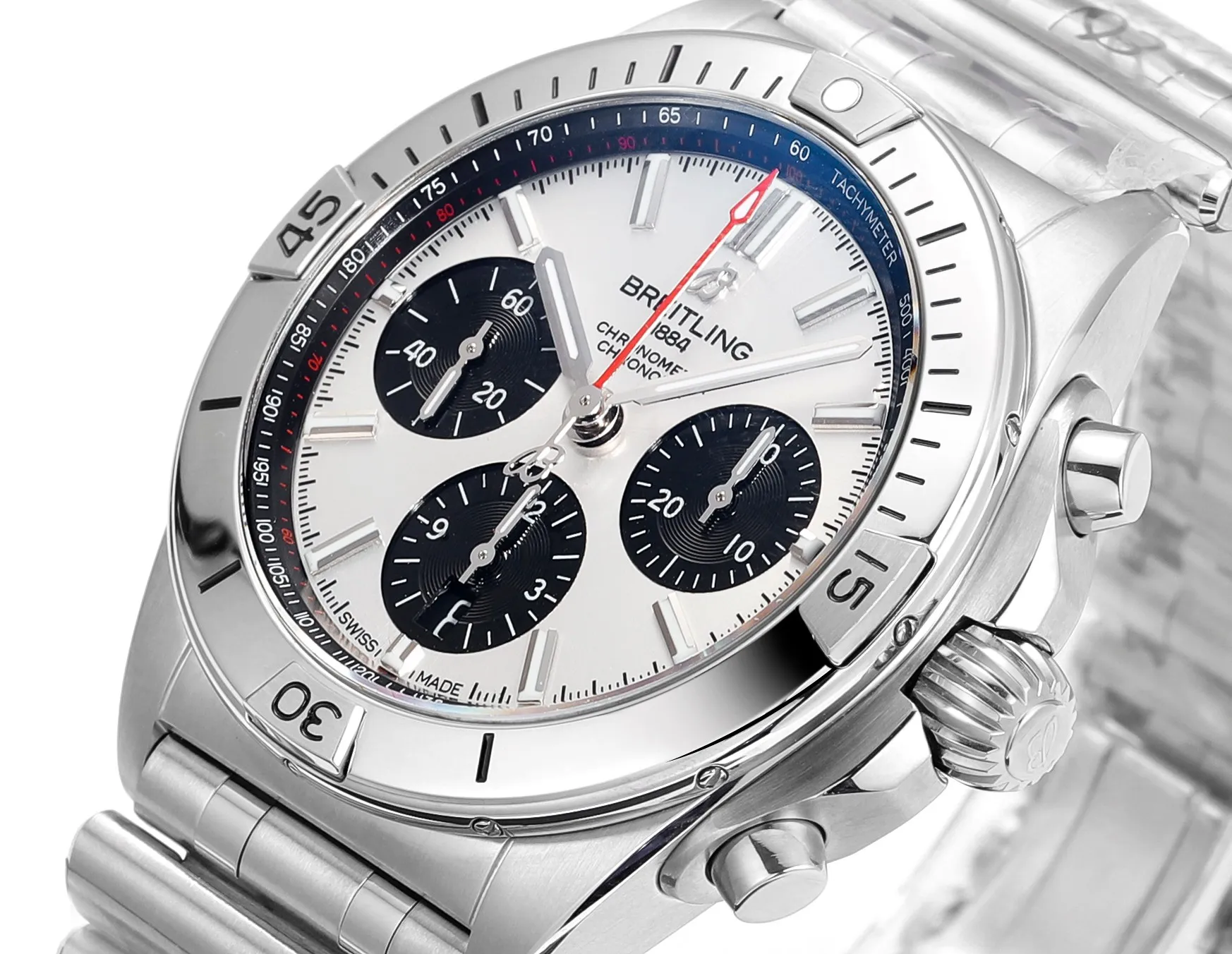 BLS Factory Breitling Chronomat Automatic Chronograph Watch – Silver Stainless Steel Bracelet - 图片 4