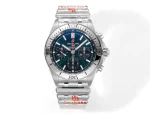 BLS Factory Breitling Chronomat Automatic Chronograph Watch with Green Dial and Stainless