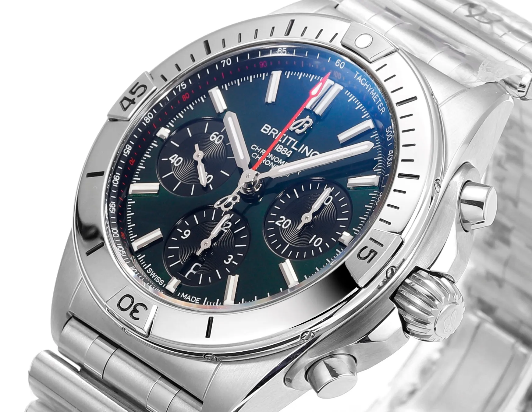 BLS Factory Breitling Chronomat Automatic Chronograph Watch with Green Dial and Stainless - 图片 4