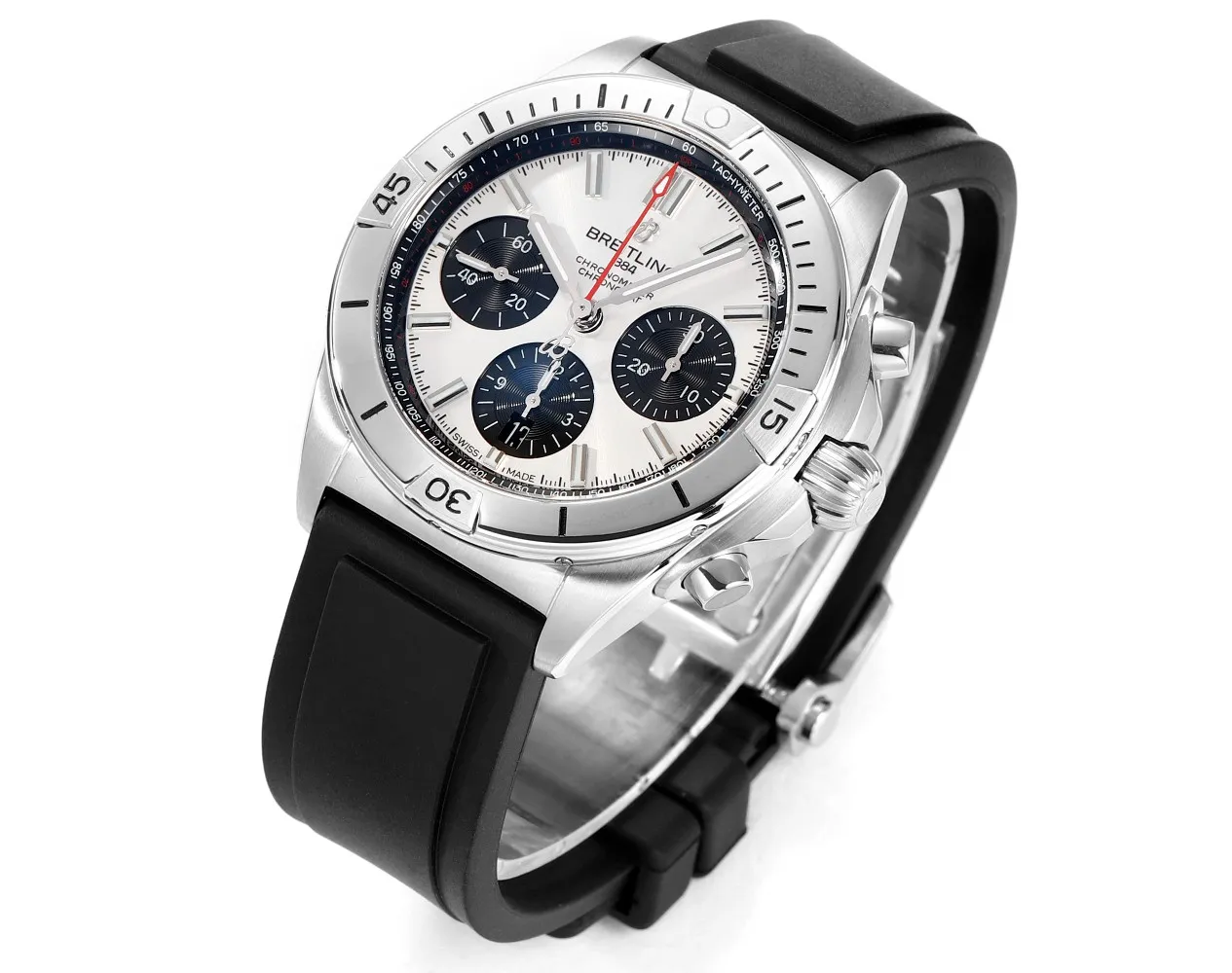 BLS Factory Breitling Chronomat B01 Automatic Chronograph Watch – Silver Case, White Panda Dial - 图片 2