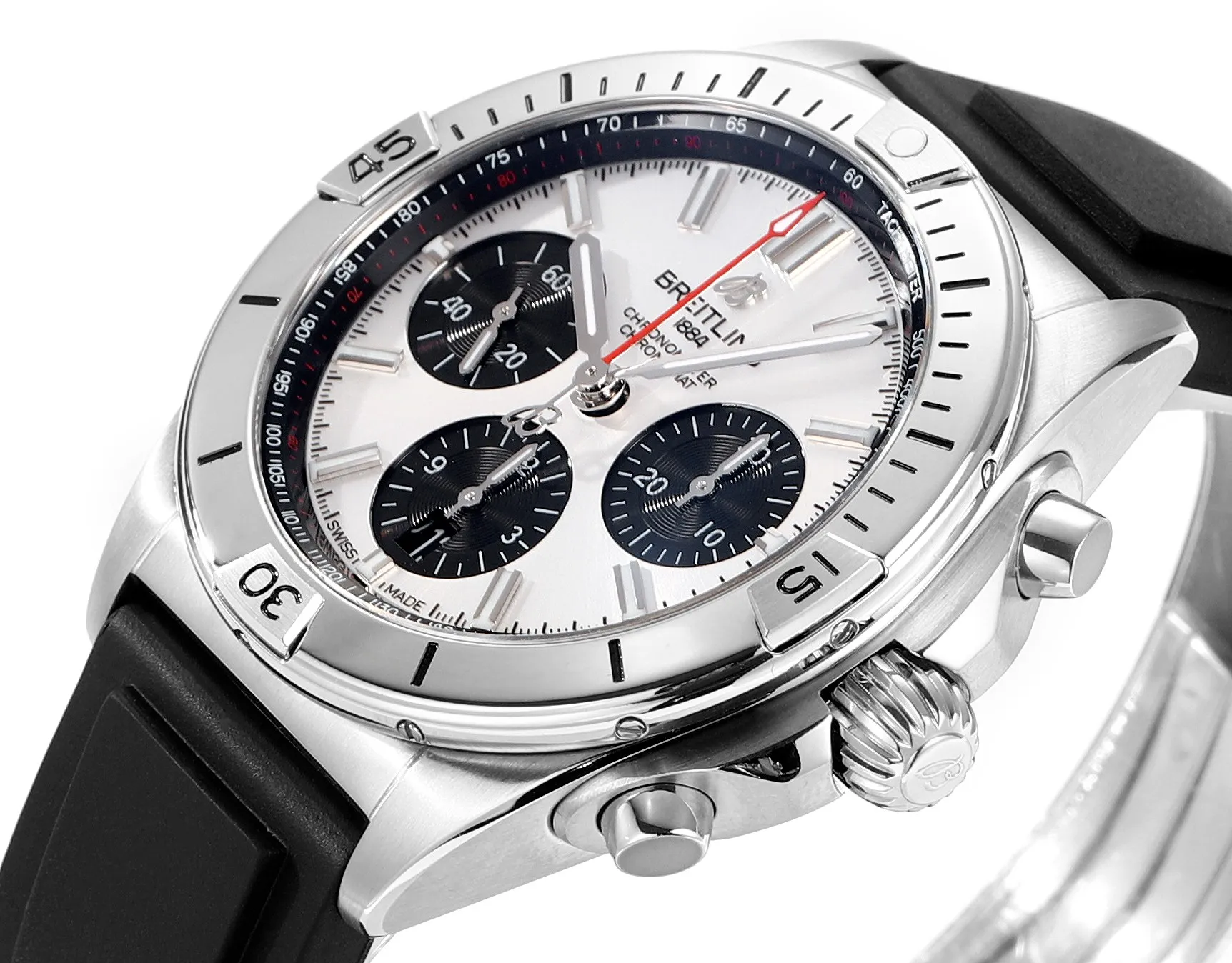 BLS Factory Breitling Chronomat B01 Automatic Chronograph Watch – Silver Case, White Panda Dial - 图片 4
