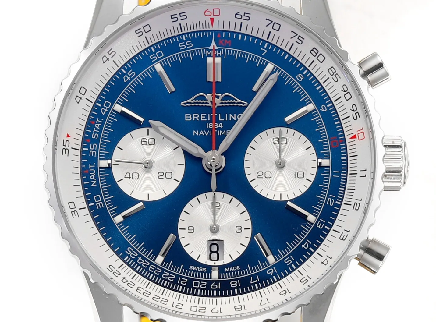 BLS Factory Breitling Navitimer B01 Chronograph 43mm Blue Dial Silver Case Brown Leather Strap Watch - 图片 3