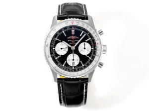 BLS Factory Breitling Navitimer Chronograph Automatic Men’s Watch – Black Dial, White Subdials, Blac