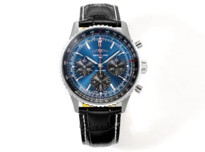 BLS Factory Breitling Navitimer Chronograph Automatic Men’s Watch with Blue Dial, Silver Case