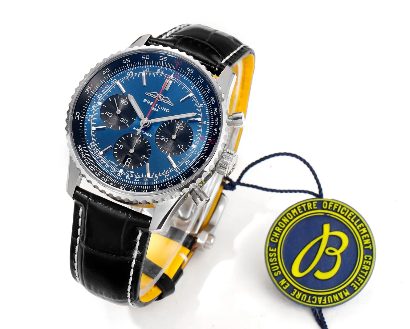 BLS Factory Breitling Navitimer Chronograph Automatic Men’s Watch with Blue Dial, Silver Case - 图片 2