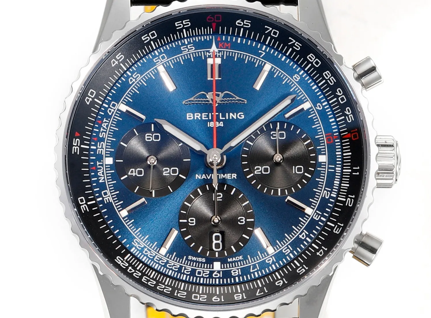 BLS Factory Breitling Navitimer Chronograph Automatic Men’s Watch with Blue Dial, Silver Case - 图片 3