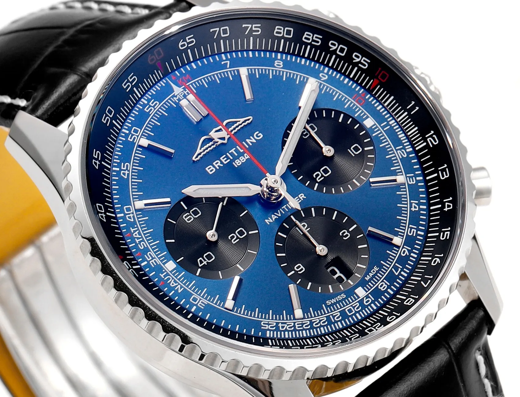 BLS Factory Breitling Navitimer Chronograph Automatic Men’s Watch with Blue Dial, Silver Case - 图片 5