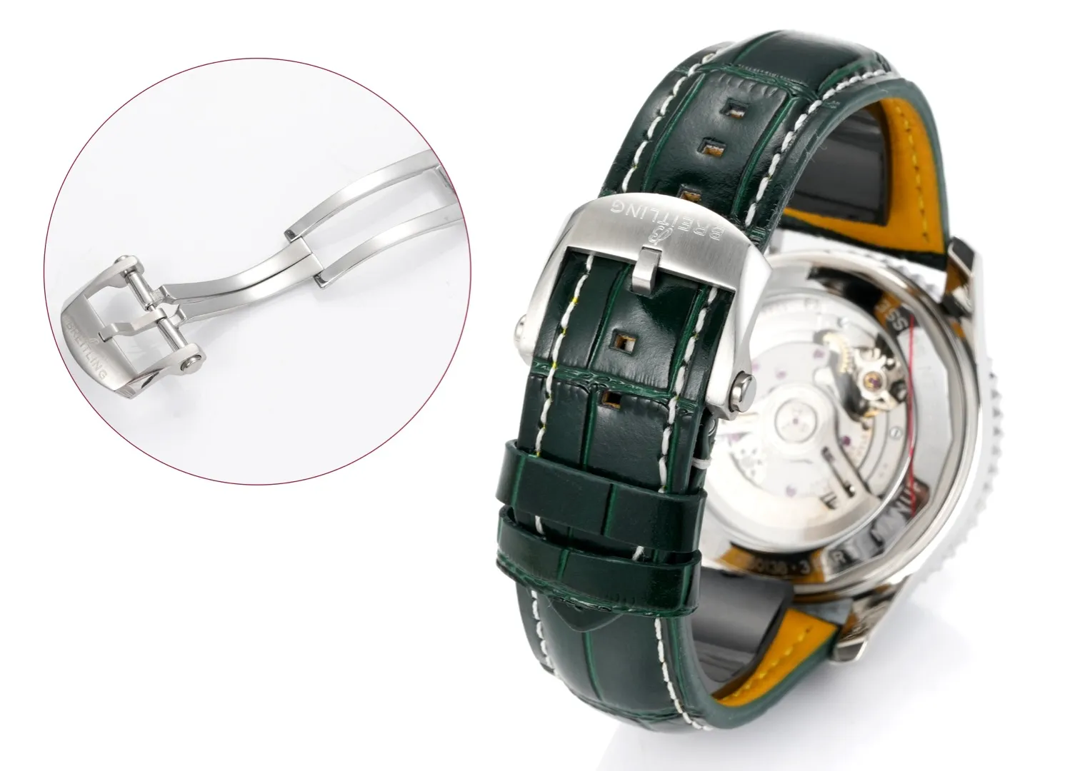 BLS Factory Breitling Navitimer Chronograph Green Dial Leather Strap Aviation Watch - 图片 8