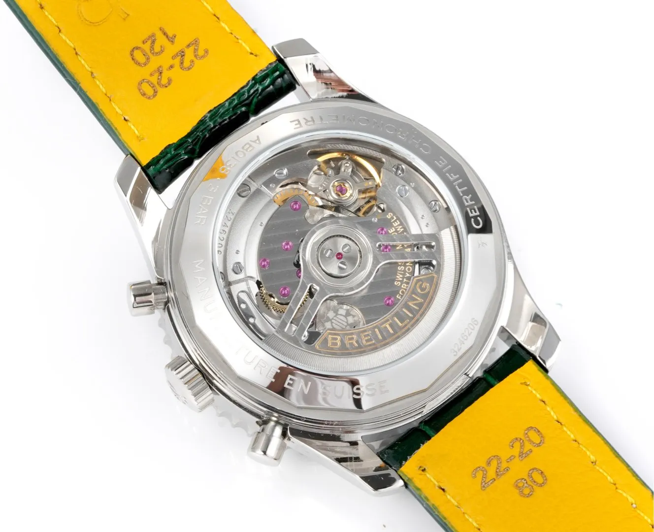 BLS Factory Breitling Navitimer Chronograph Green Dial Leather Strap Aviation Watch - 图片 9
