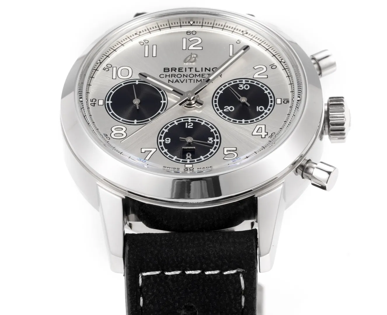 BLS Factory Breitling Navitimer Chronograph Watch with Silver Dial, Black Subdials - 图片 3