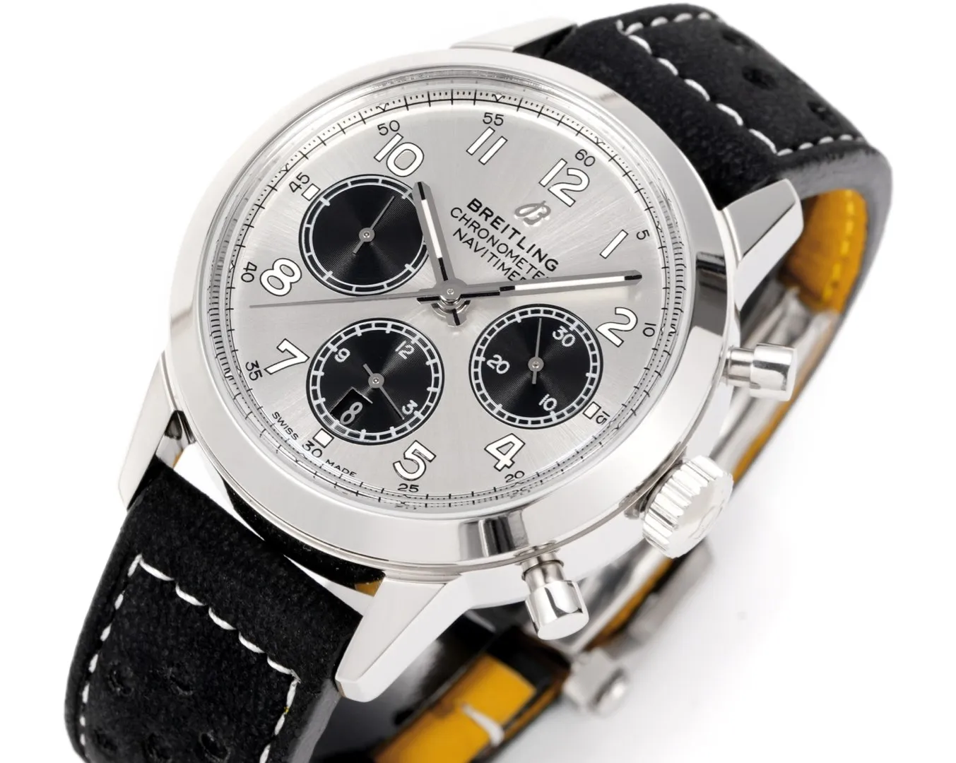 BLS Factory Breitling Navitimer Chronograph Watch with Silver Dial, Black Subdials - 图片 4