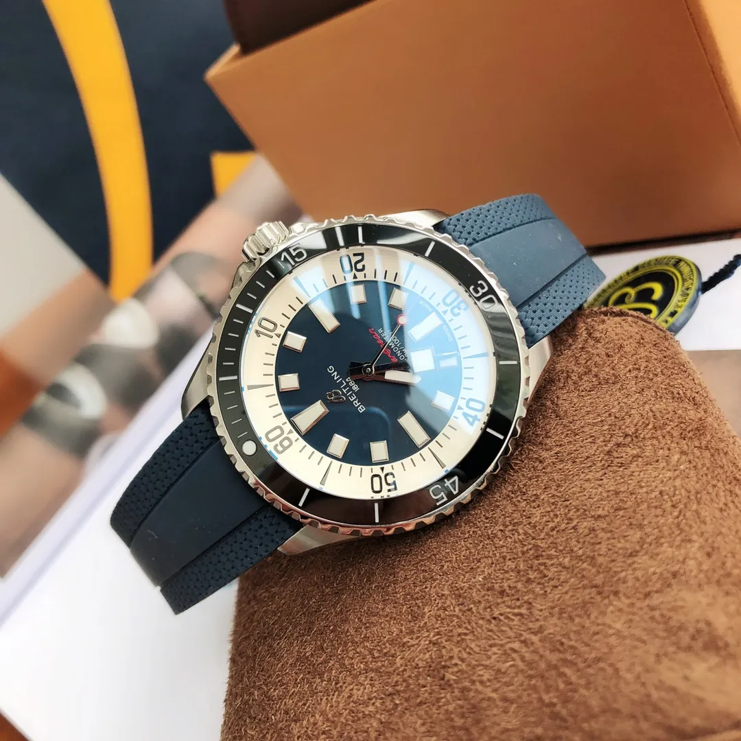 BLS Factory Breitling Superocean Automatic 42mm Blue Dial Men’s Diver Watch with Blue Rubber Strap - 图片 2