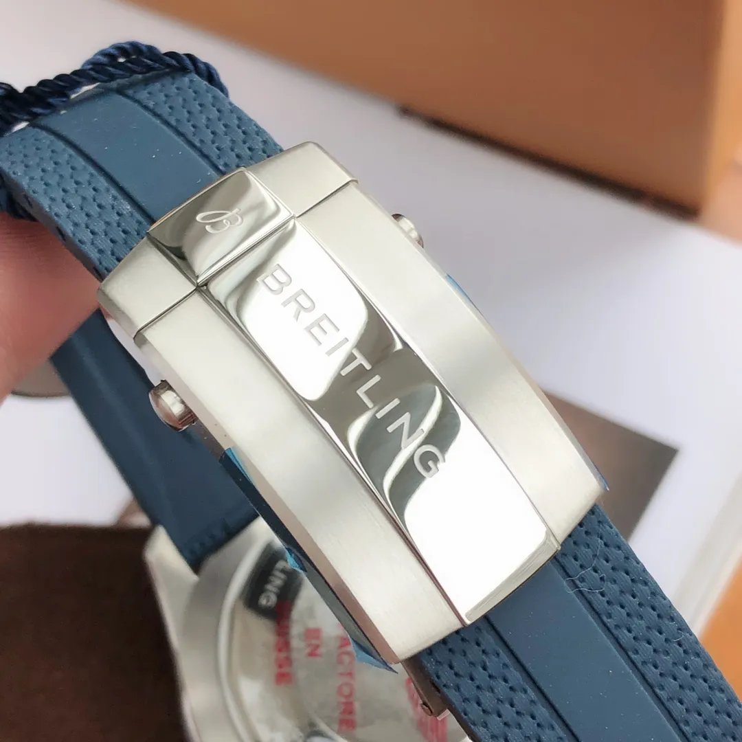 BLS Factory Breitling Superocean Automatic 42mm Blue Dial Men’s Diver Watch with Blue Rubber Strap - 图片 5