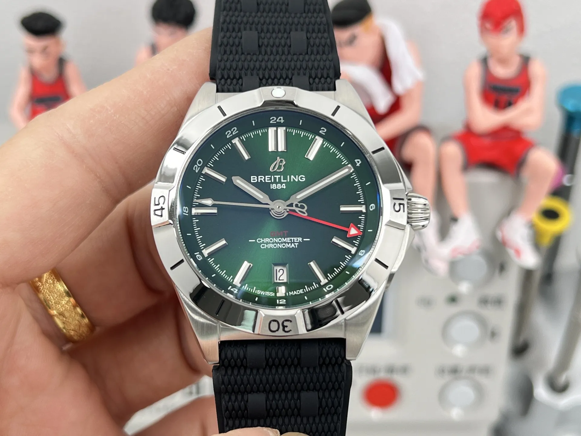 BLS Factory Breitling Superocean Automatic 42mm Green Dial Silver Case Black Rubber Strap Watch - 图片 2