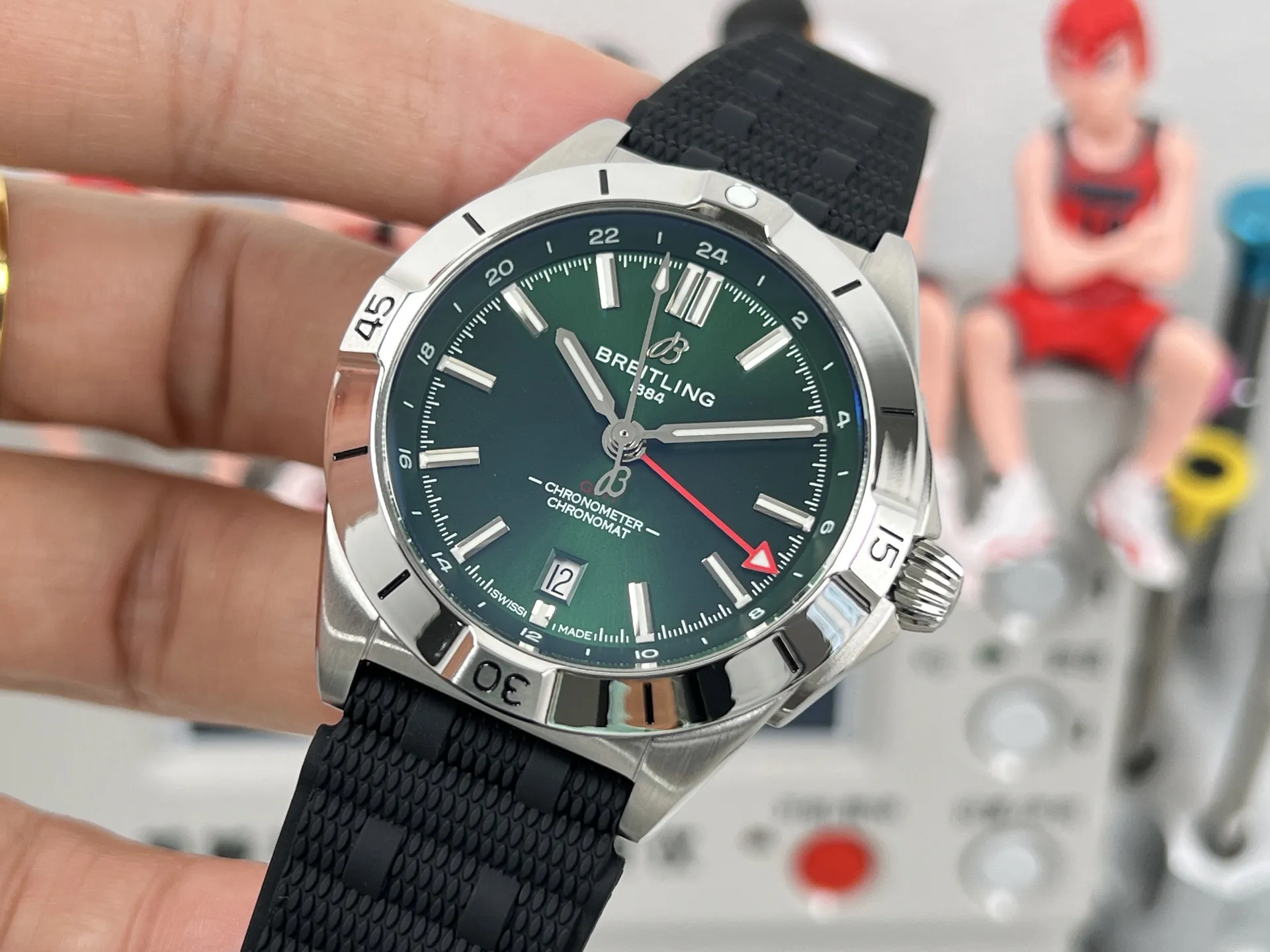 BLS Factory Breitling Superocean Automatic 42mm Green Dial Silver Case Black Rubber Strap Watch - 图片 3