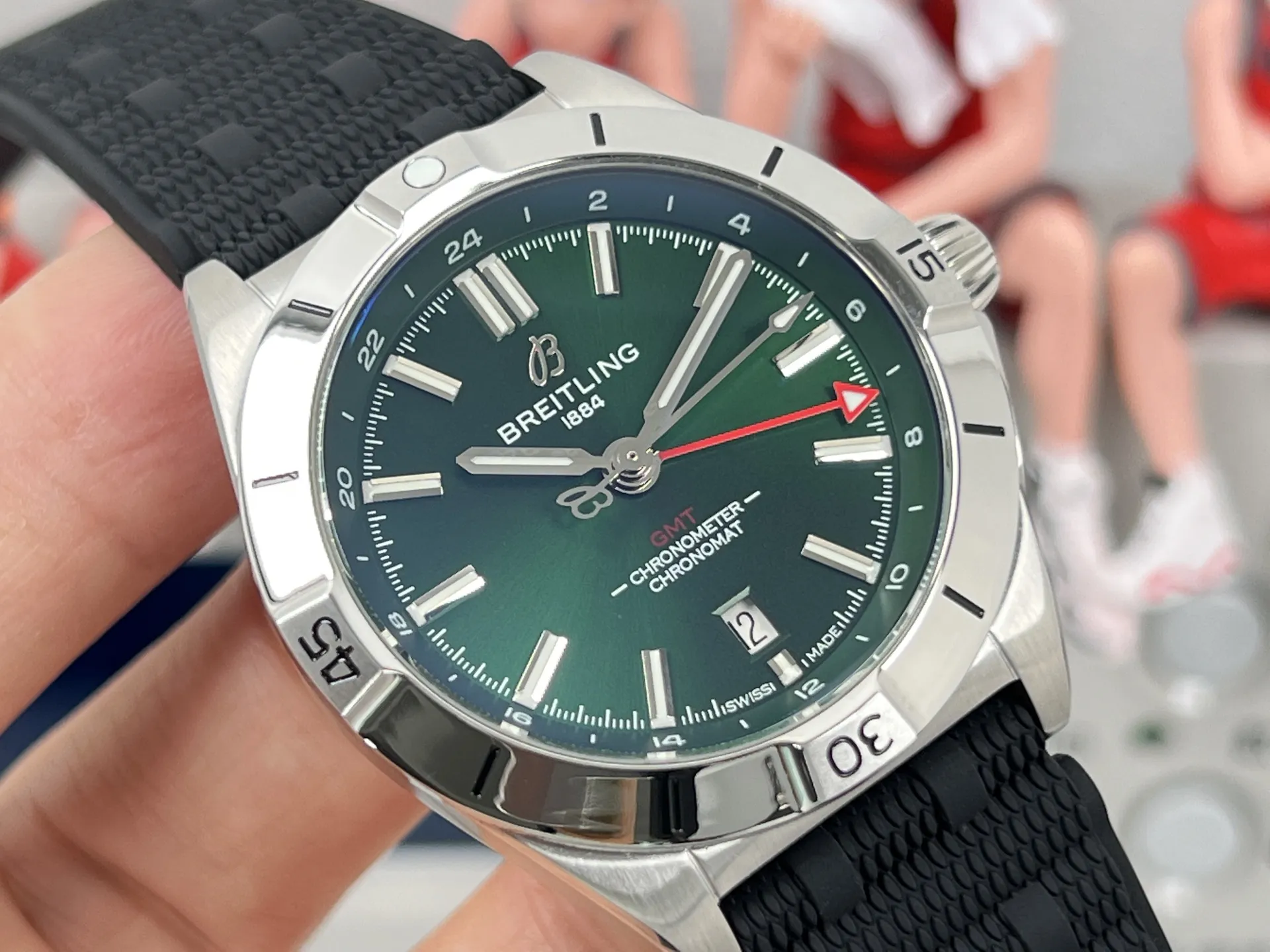 BLS Factory Breitling Superocean Automatic 42mm Green Dial Silver Case Black Rubber Strap Watch - 图片 4