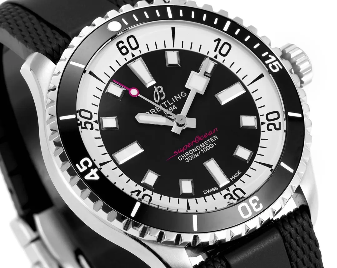 BLS Factory Breitling Superocean Automatic Black Dial Men’s Dive Watch with Black Rubber Strap - 图片 4